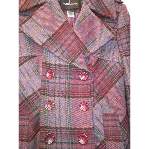 MODA INTERNATIONAL (BY VICTORIA'S SECRET) VINTAGE PLAID PEACOAT  XS - Picture 7 of 12